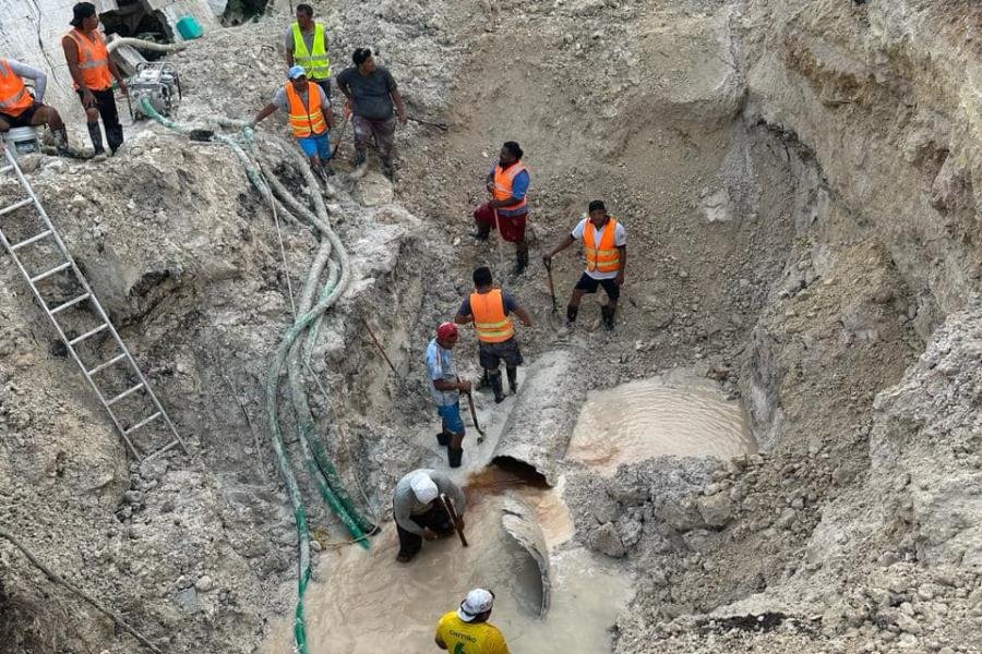 Chetumal sin agua por ruptura de tubería del tramo 6 del Tren Maya