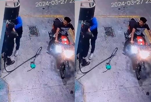 Sujetos en motocicletas asaltan gasolinera en Macuspana