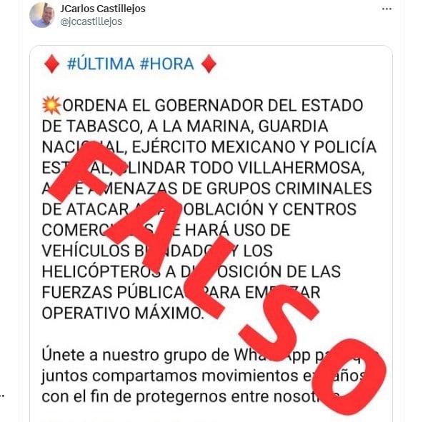 No compartir mensajes que buscan generar miedo exhorta Gobierno de Tabasco