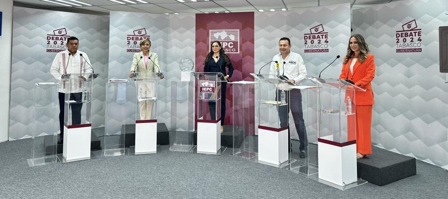 Candidatos a la gubernatura aprovechan conclusión del primer debate para darse un último agarrón