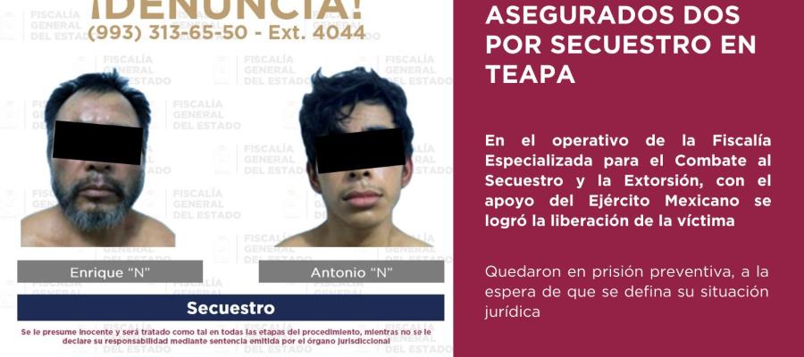 Detienen a presuntos secuestradores y rescatan a víctima en Teapa