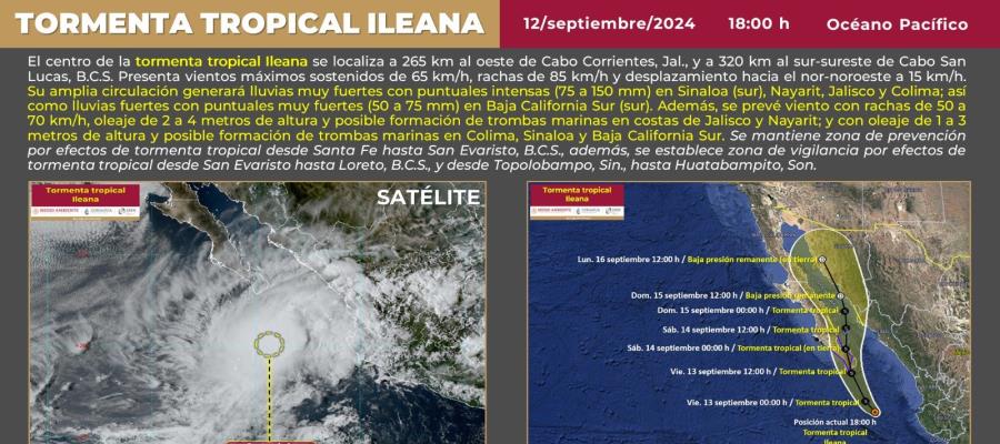 Se forma tormenta tropical “Ileana”; impactará 2 veces al país Se forma tormenta tropical “Ileana”; impactará 2 veces al país