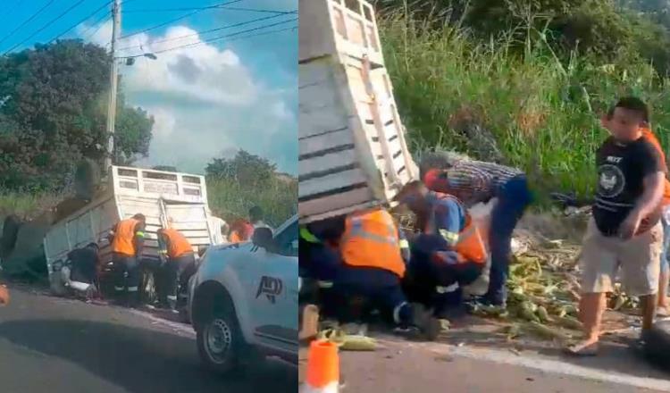 Rapiñan camioneta cargada de elotes en la Villahermosa-Cárdenas