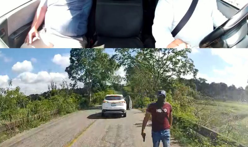 Asaltan encapuchados a conductores de camioneta en límites de Tabasco y Chiapas, el hecho es grabado