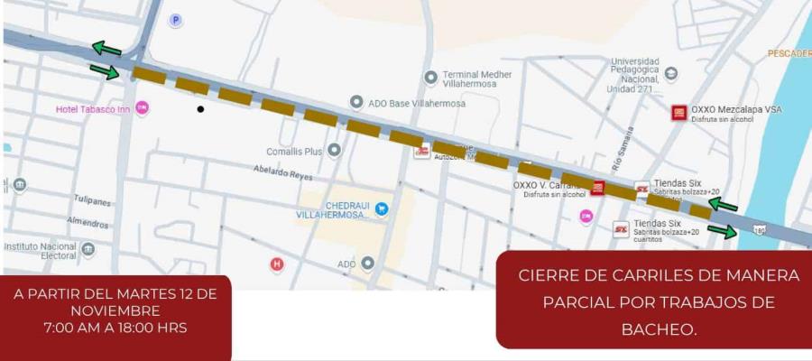 Anuncian cierre parcial de la Av. Ruiz Cortines por trabajos de bacheo