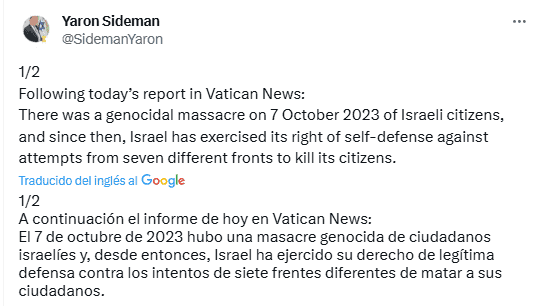 Francisco pide investigar posible “genocidio” de Israel en Gaza