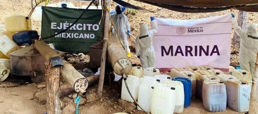 Tras patrullaje aéreo detectan y destruyen laboratorio de drogas sintéticas en Sinaloa