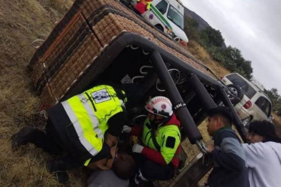 Accidente en globo aerostático deja dos extranjeros heridos en Teotihuacán