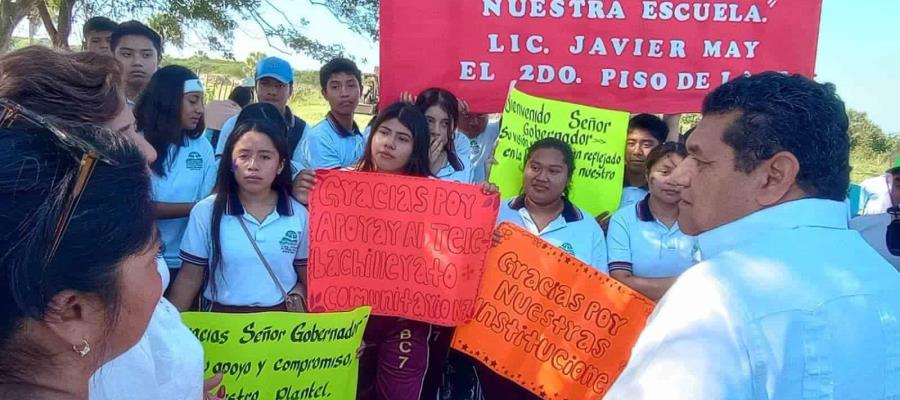 Supervisa May construcción de telebachillerato en poblado de Jonuta