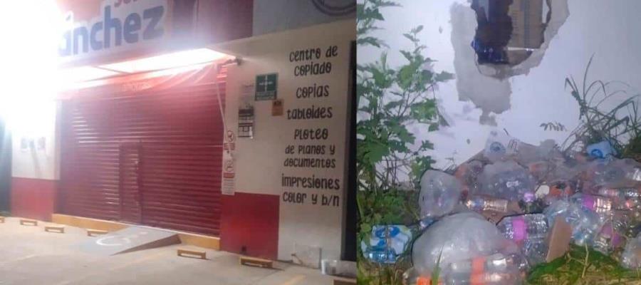 Ladrones roban en abarrotera de Centro ¡hicieron un boquete!