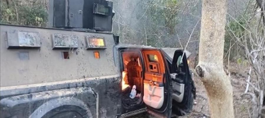 Aseguran 2 vehículos “monstruos”, arsenal y 36 explosivos en Cosalá, Sinaloa