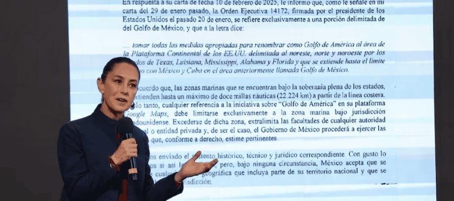 Advierte Sheinbaum que iría a tribunales si Google insiste en cambiar nombre al Golfo de México