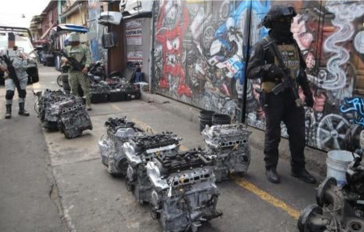 Aseguran 85 toneladas de autopartes robadas en la CDMX