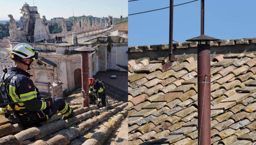 Instalan chimenea en la Capilla Sixtina para la elección del Papa Instalan chimenea en la Capilla Sixtina para la elección del Papa