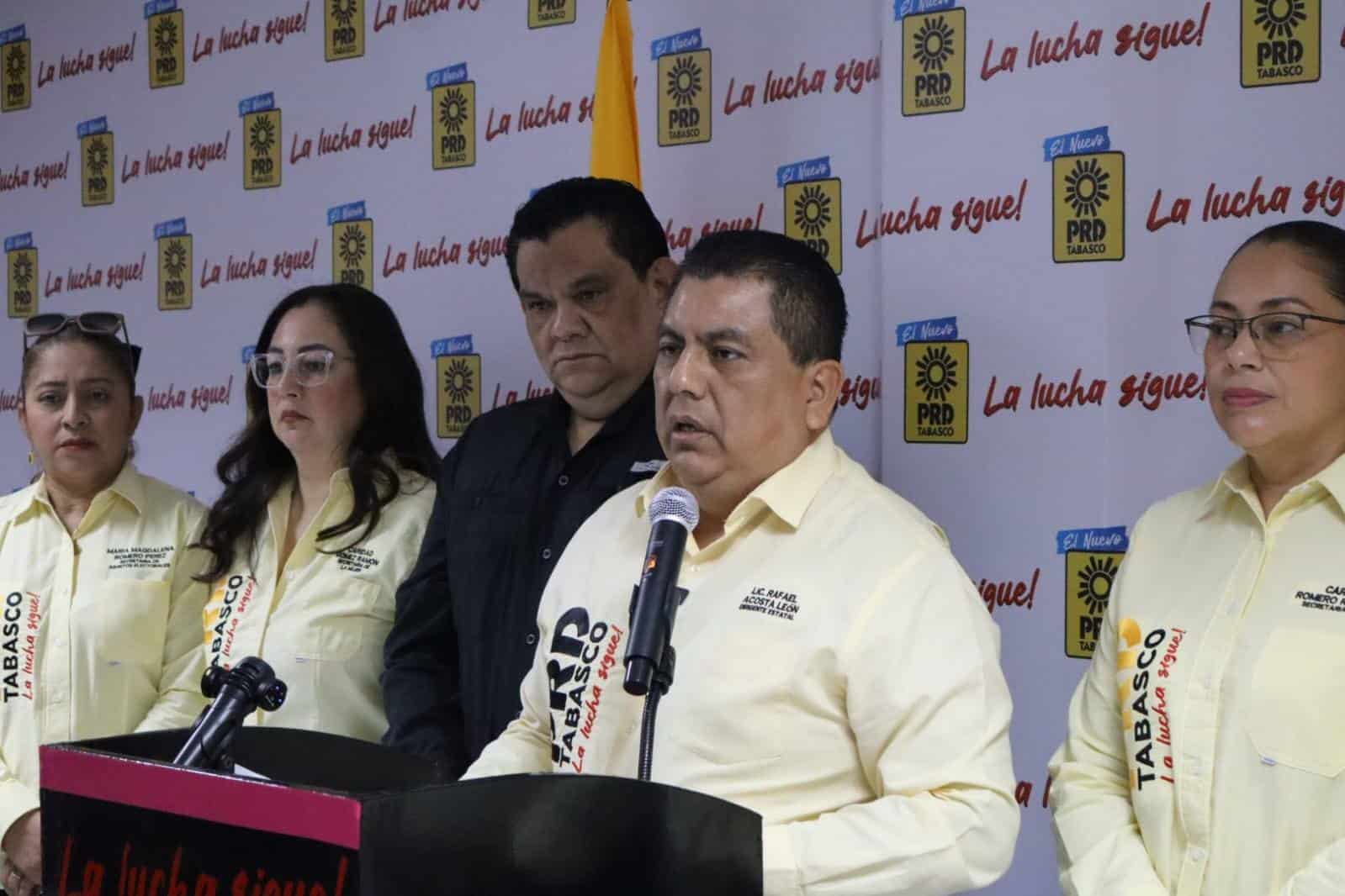 Reprocha PRD a gobierno morenista que los hayan denostado por propuesta para solucionar resistencia civil en Tabasco