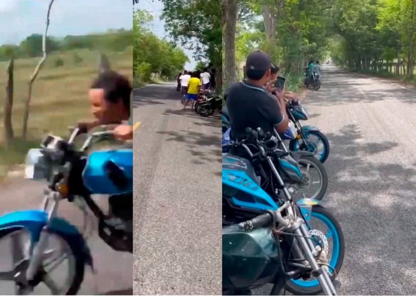 Exhiben a jóvenes realizando carreras clandestinas en Jalpa de Méndez