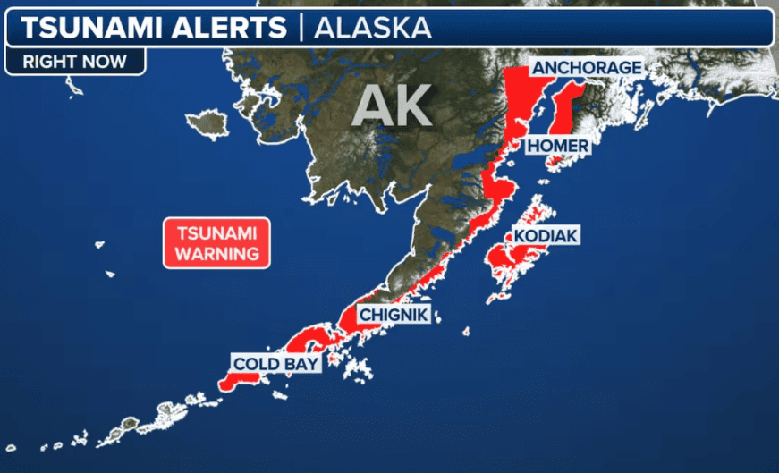Terremoto magnitud 7.3 sacude Alaska y se activa alerta de tsunami