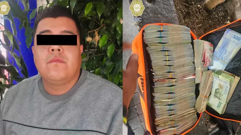 Detienen a motociclista por no usar casco y le encuentran droga y 1 mdp en efectivo en CDMX