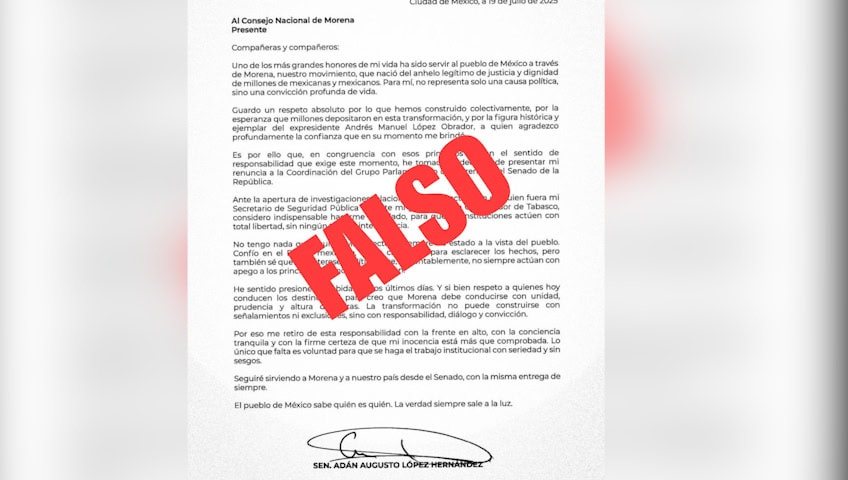 Morenistas desmienten carta de renuncia de Adán Augusto
