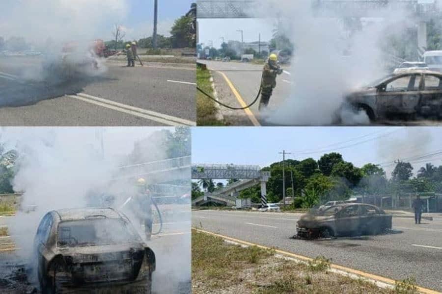 Queman vehículo, dejan “narcomanta” y tiran ponchallantas en Centro