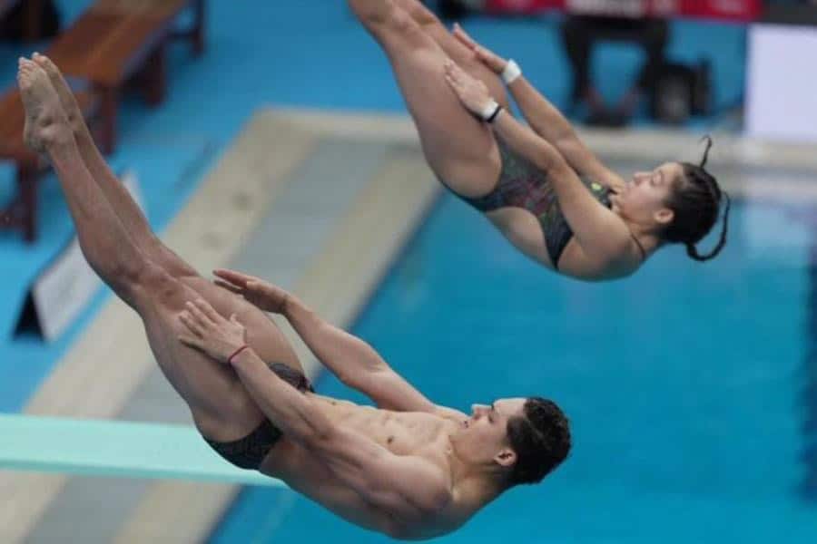 Osmar Olvera y Zyanya Parra terminan cuartos en clavados sincronizados de 3 metros mixtos