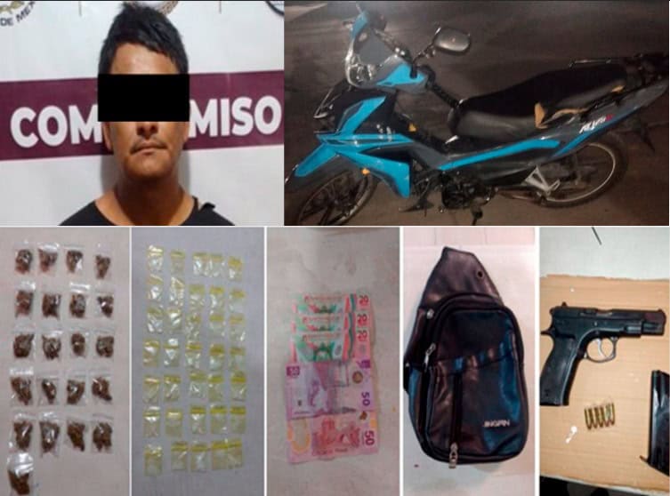 Con arma de fuego, dinero y drogas, detienen a hombre en Centla