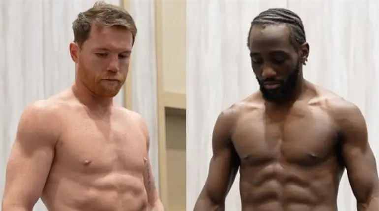 Previo a pelea, ‘Canelo’ y Crawford cumplen con el peso, ambos marcaron 167.5 libras