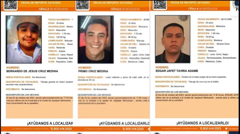 Familiares y amigos de tres jóvenes desaparecidos queman camión en Michoacán para exigir su búsqueda