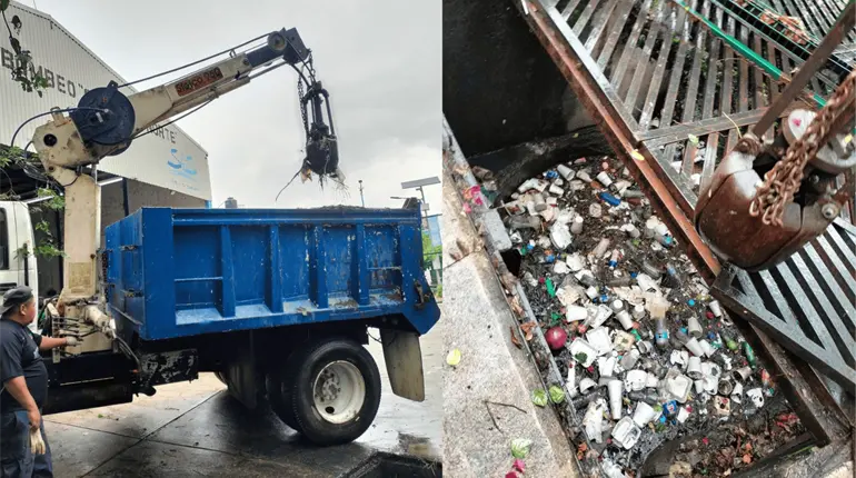 Desazolvan cárcamo de Gaviotas Norte tras lluvias de últimas horas