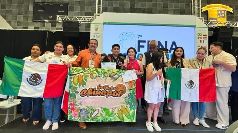 Presume Turismo que jóvenes tabasqueños obtuvieron 3er lugar en Feria de Ciencia y Tecnología en Brasil