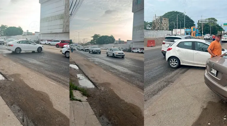 Derrame de aceite en la carretera a La Isla genera choque de 4 vehículos y el derrape de un motociclista