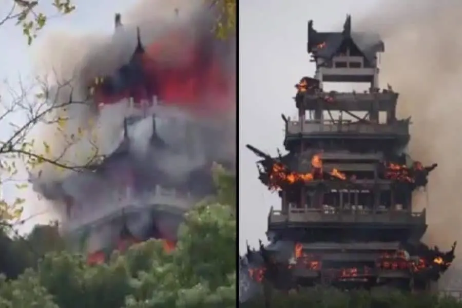 Incendió consume parte del templo Yongqing de 1500 años de antigüedad en China