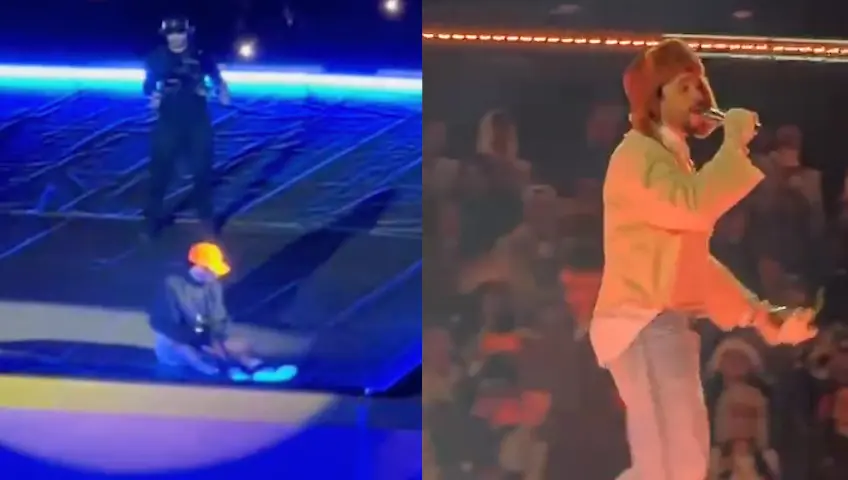 Bad Bunny se cae en su primera presentación en CDMX