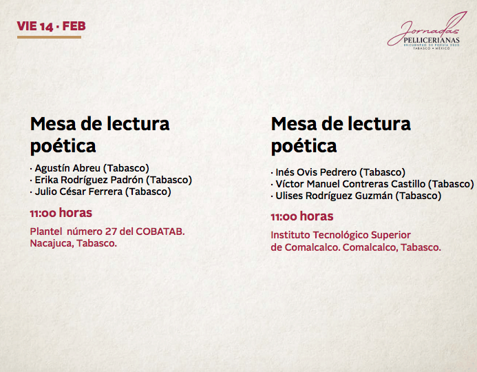 Tercer día de Jornadas Pellicerianas tendrá actividades en municipios Tercer día de Jornadas Pellicerianas tendrá actividades en municipios