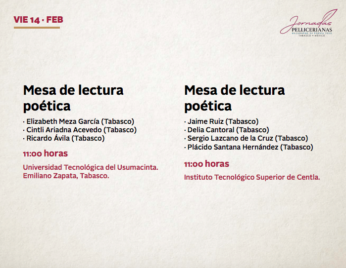 Tercer día de Jornadas Pellicerianas tendrá actividades en municipios Tercer día de Jornadas Pellicerianas tendrá actividades en municipios