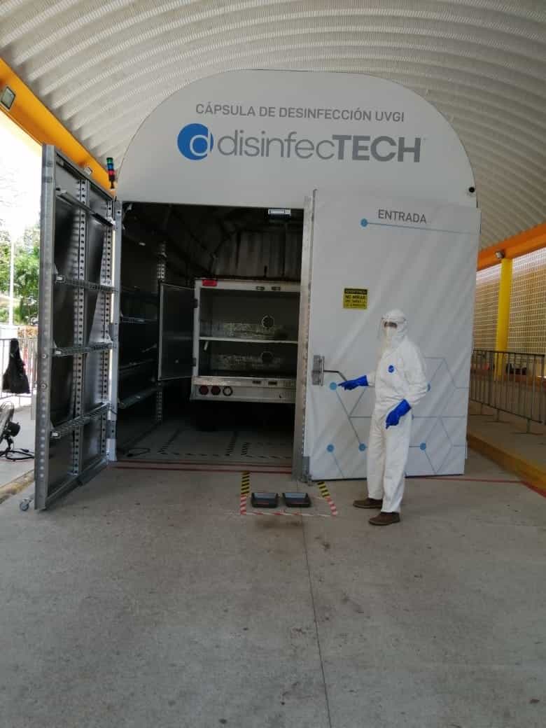 Habilitan cápsula sanitizadora para desinfectar ambulancias Habilitan cápsula sanitizadora para desinfectar ambulancias