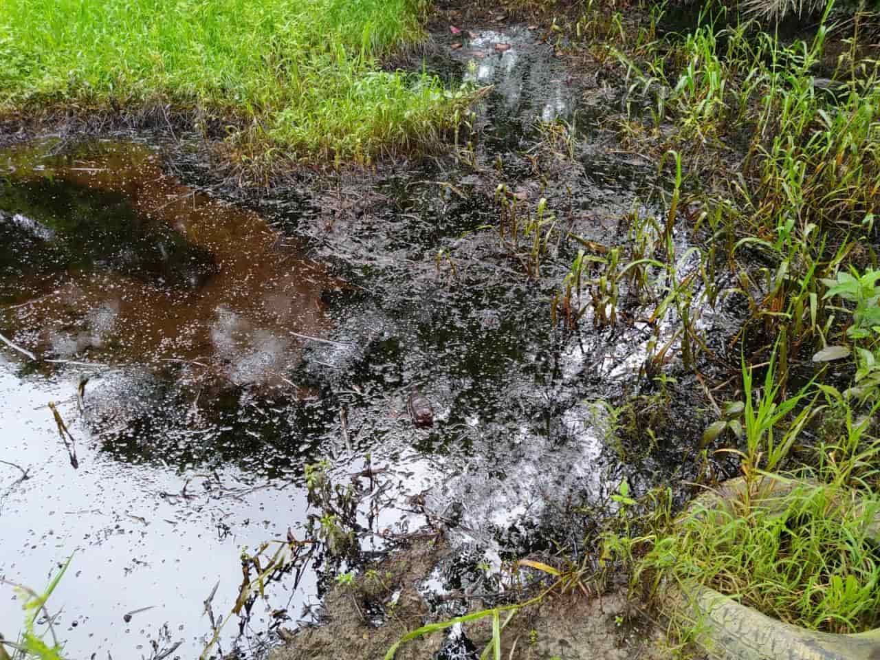 Denuncian vigencia de derrame de hidrocarburos en ranchería de Huimanguillo