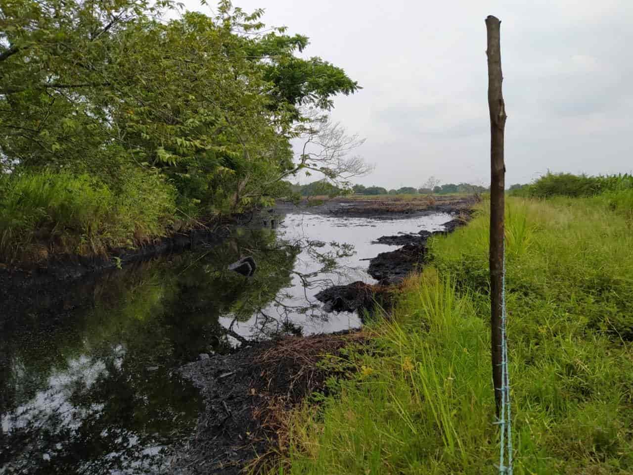 Denuncian vigencia de derrame de hidrocarburos en ranchería de Huimanguillo
