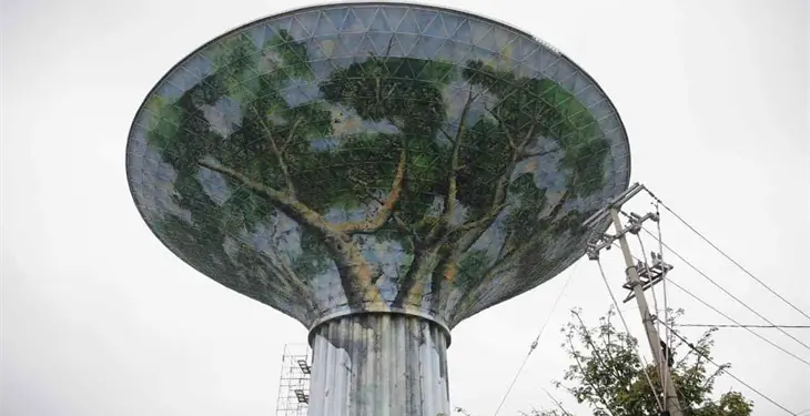 Dan retoque a mural de la Ceiba del tanque elevado de Usumacinta Dan retoque a mural de la Ceiba del tanque elevado de Usumacinta