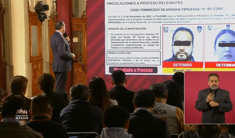 Fiscalía CDMX lleva con éxito investigación por feminicidio de Ariadna Fernanda: SSPC federal