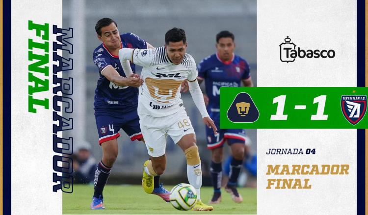 Pumas Tabasco empata con el Tepatitlán a un gol; Chevy Martínez anota el empate