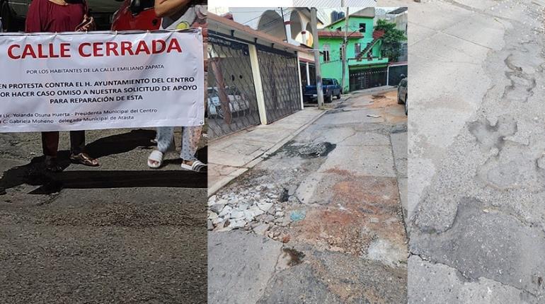 Tras protesta de vecinos, rehabilita Ayuntamiento drenaje y reconstruye calle en Atasta