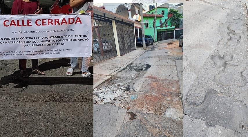 Tras protesta de vecinos, rehabilita Ayuntamiento drenaje y reconstruye calle en Atasta