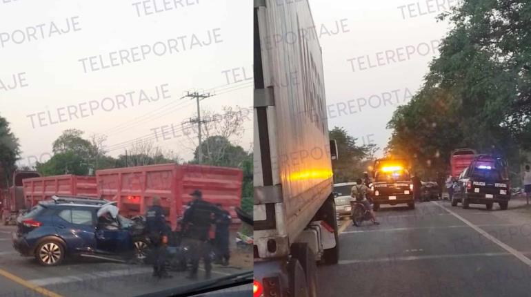 Se duerme al volante y choca contra góndola en la Villahermosa-Teapa