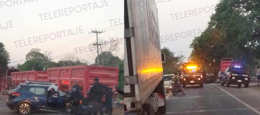 Se duerme al volante y choca contra góndola en la Villahermosa-Teapa