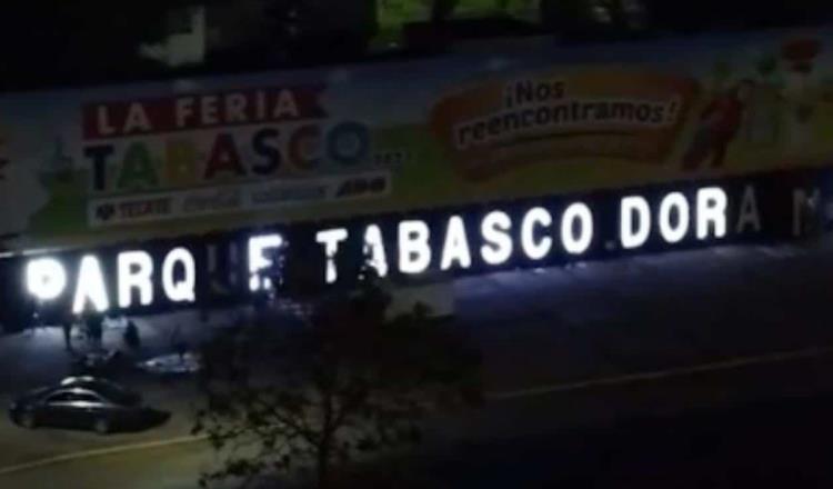 Presume Parque Tabasco nuevo letrero luminoso