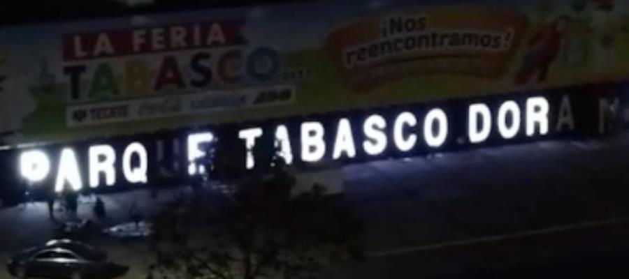 Presume Parque Tabasco nuevo letrero luminoso