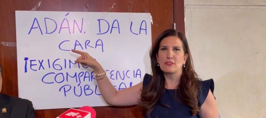 Protesta la panista Kenia López contra Adán Augusto; él la llama a dialogar