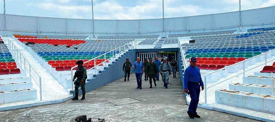 Supervisan soldados y Guardia Nacional instalaciones del Parque Tabasco a 14 días de inicio de la Feria