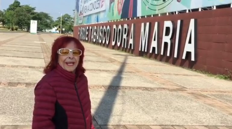 Dora María, "La Chaparrita de Oro", visita el Parque Tabasco